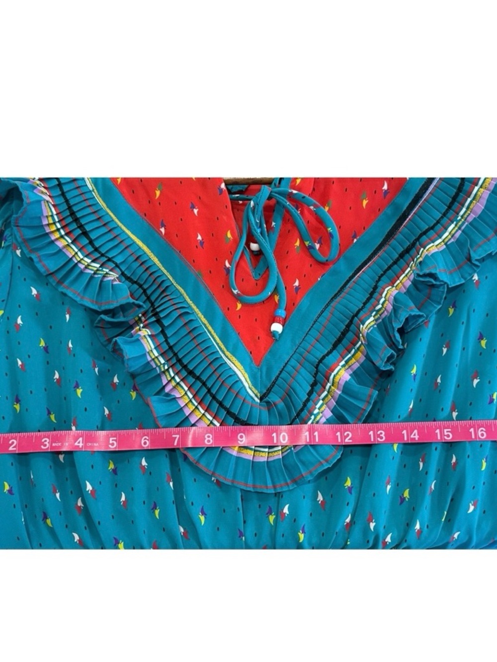 Assorti for Susan Freis Vintage Dress Blue Red Womens Size Large - Picture 4 of 9